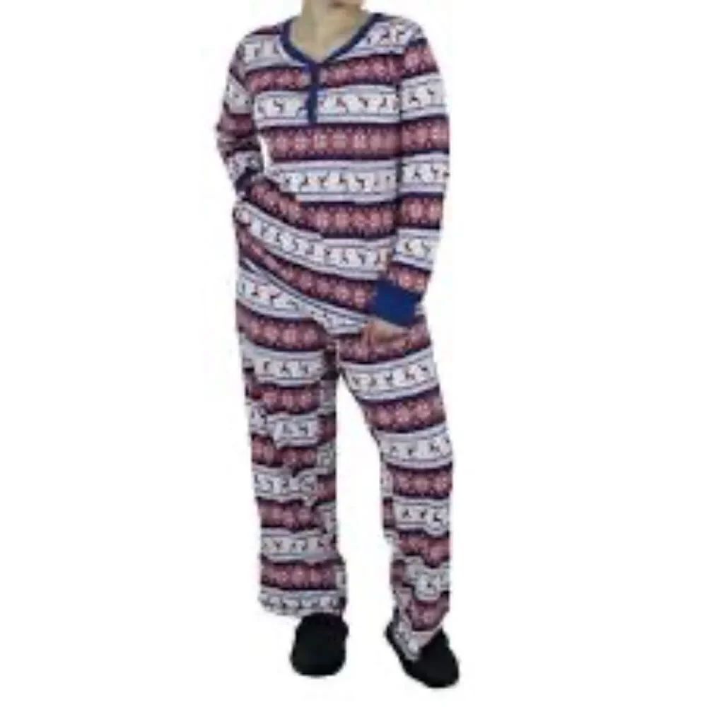 Lanz of Salzburg Reindeer Fair Isle Pajama Set Sz S Top & Lounge Pants Christmas